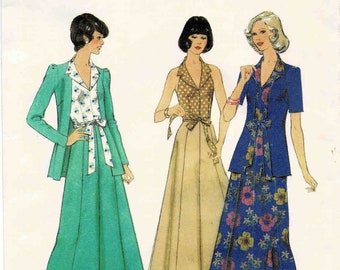 1970s Misses Cardigan Jacket Halter Top Skirt Style 4863 Vintage Sewing Pattern Size 8 Bust 31 1/2 OR Size 10 Bust 32 1/2 UNCUT