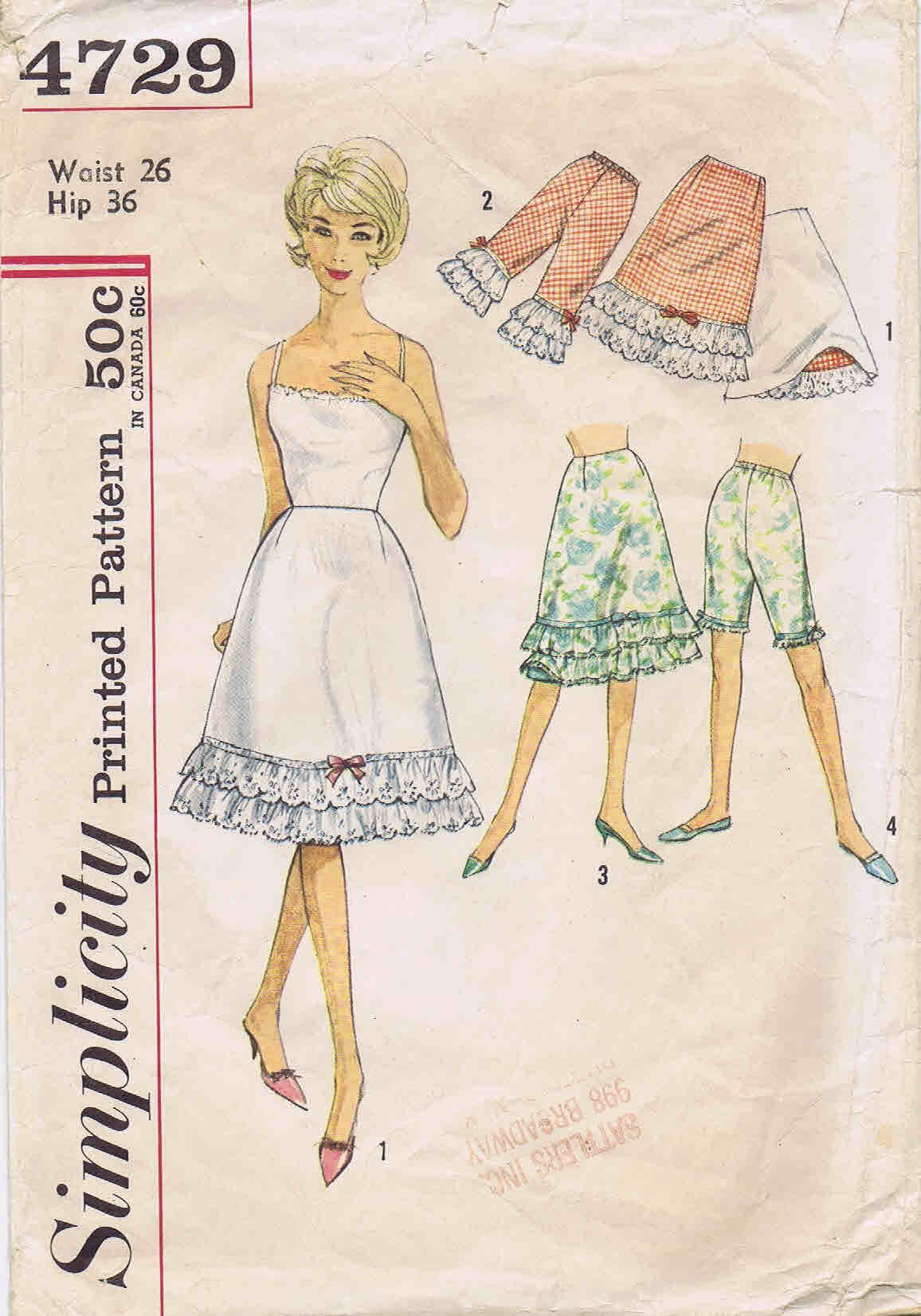 1960s Misses Reversible Half Slip and Pettipants Simplicity