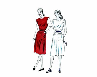 1940s Misses Sleeveless Dress or Jumper Dress Vogue 5609 Vintage Sewing Pattern Size 16 Bust 34