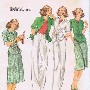 1970s Misses Designer Jacket Skirt Pants Rena Rowan of Jones New York Butterick 5334 Vintage Sewing Pattern Size 10 Bust 32 1/2 UNCUT image 1