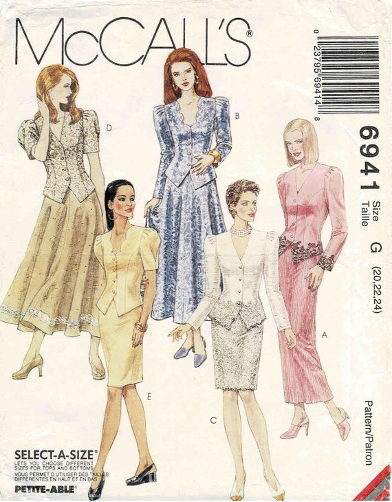 Misses Princess Seam Jacket and Skirt Mccalls 6941 Vintage Sewing