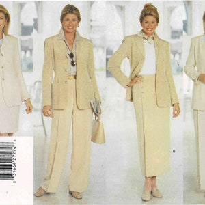 Butterick 5475 Misses Jacket Skirt Wide Leg Cuff Pants Vintage Sewing Pattern Size 12 - 14 - 16 OR Full Figure Size 18 - 20 - 22 UNCUT