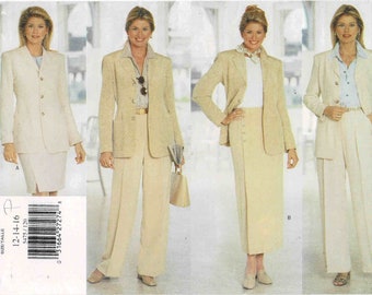 Butterick 5475 Misses Jacket Skirt Wide Leg Cuff Pants Vintage Sewing Pattern Size 12 - 14 - 16 OR Full Figure Size 18 - 20 - 22 UNCUT