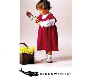 Girls La Pinafore Knitting Pattern Jil Eaton Minnowknits #137 Size 1 Year to 3 Years