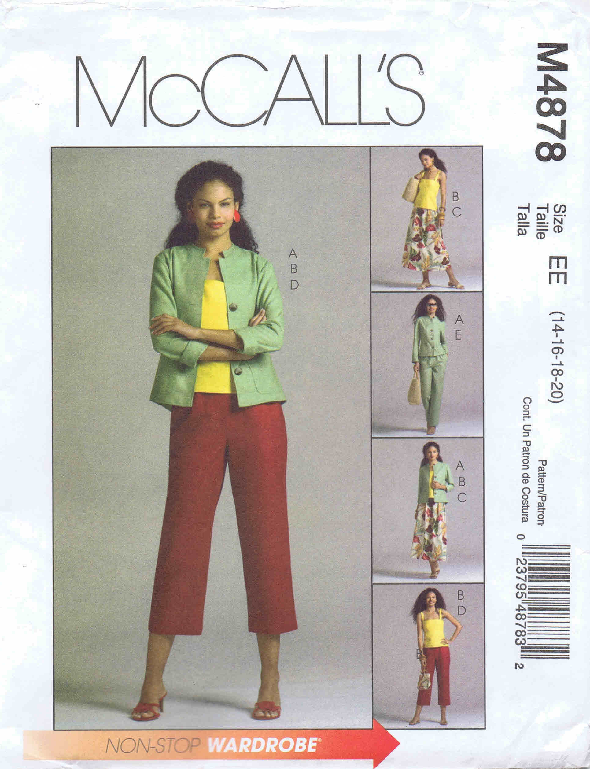 Misses Jacket Top Skirt Pants Mccalls 4878 Sewing Pattern UNCUT ...