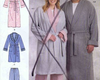 1980s Women's / Men's Robe in Two Lengths and Pull-On Pants Simplicity R10390 Sewing Pattern Size Xl - XXL - XXL UNCUT