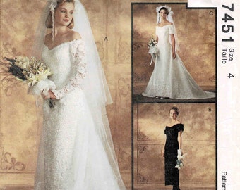 Alicyn Exclusives Misses Bridal Gown and Bridesmaid Dress McCalls 7451 Vintage Sewing Pattern UNCUT Different Sizes Available