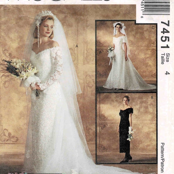 Alicyn Exclusives Misses Bridal Gown and Bridesmaid Dress McCalls 7451 Vintage Sewing Pattern UNCUT Different Sizes Available