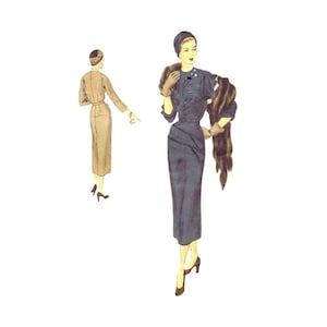 1940s Jewel Neck Sheath Dress Pattern Vogue S-4031 Special Design Vintage Sewing Pattern 40s Womens Dress Pattern Size 12 Bust 30