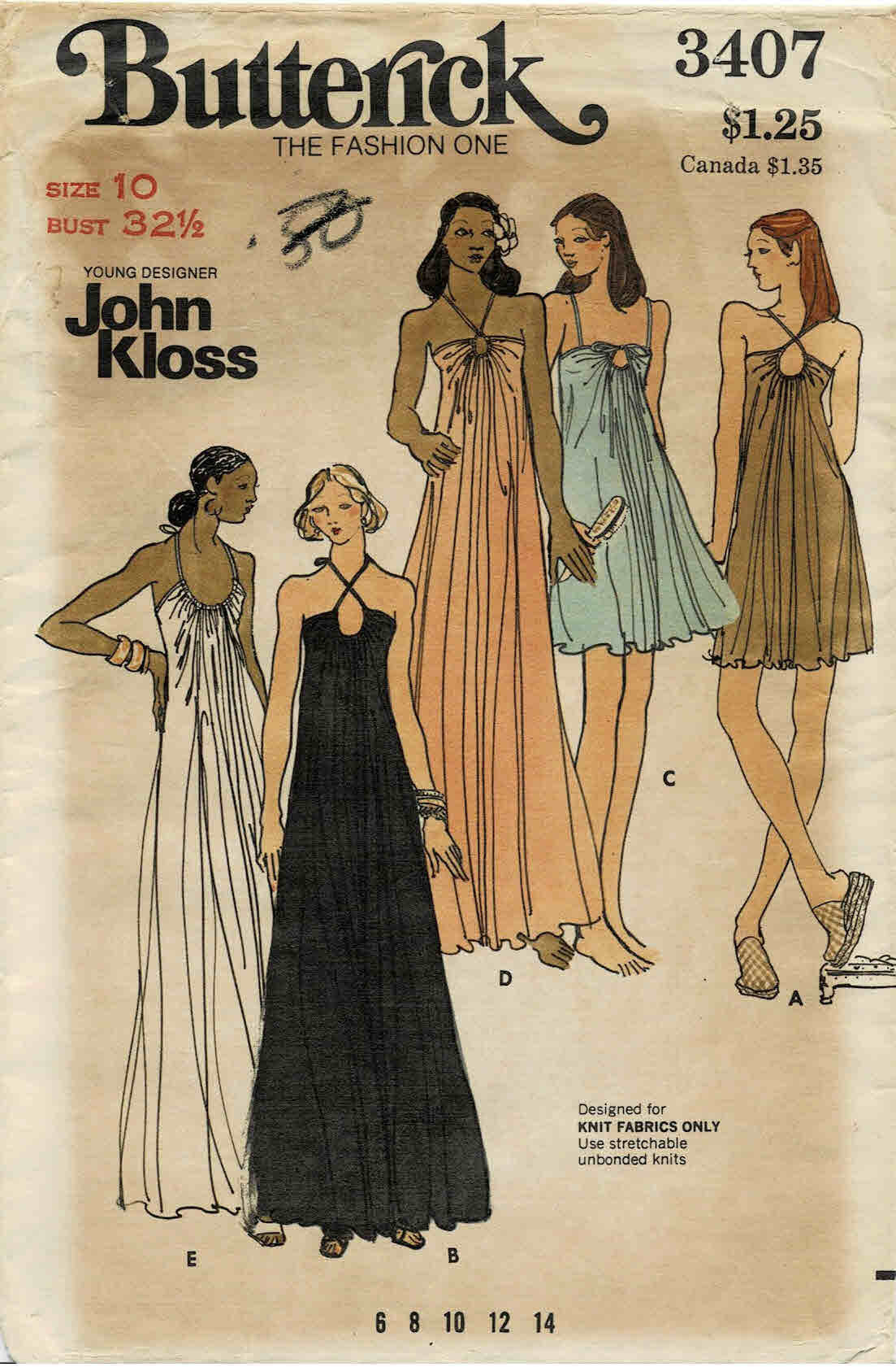 1970s John Kloss Evening Gown Dress Nightgown Butterick 3407 | Etsy