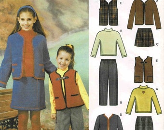 Childs and Girls Pants, Skirt, Jacket or Vest and Knit Top Simplicity 4838  Vintage Sewing Pattern UNCUT Different Sizes Available