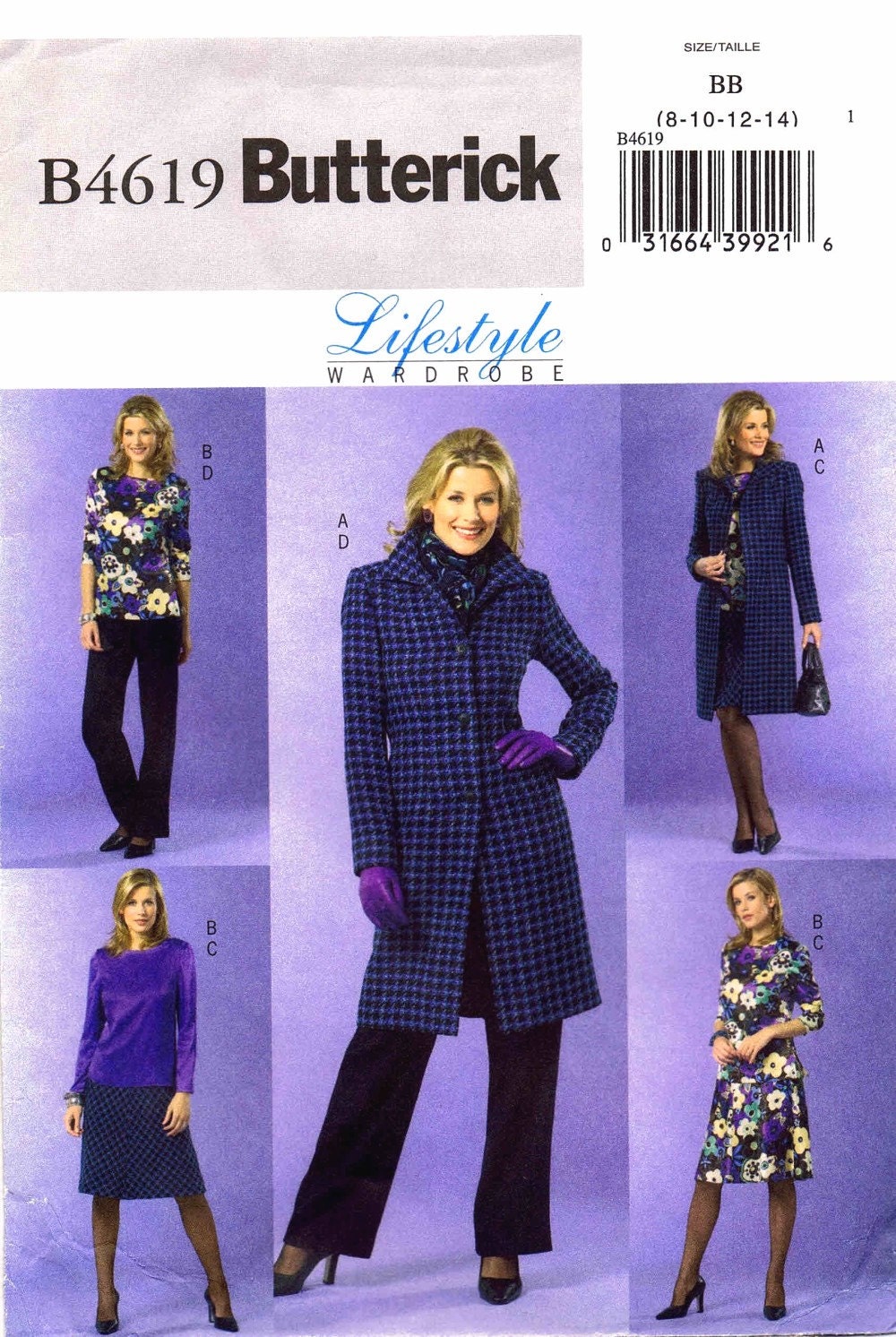 Misses Jacket Top Skirt Pants Butterick 4619 Sewing Pattern Size 8 - 10 ...