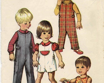 1960s Simplicity 8521 Toddler Girls and Boys Jumpsuit in Two Lengths and Blouse Vintage Sewing Pattern Size 4 Breast 23