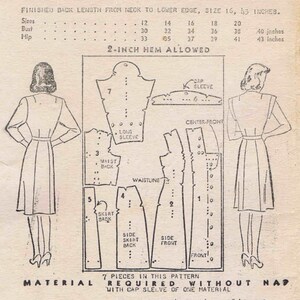 1940s Misses Front Button Princess Dress New York 868 Vintage Sewing ...
