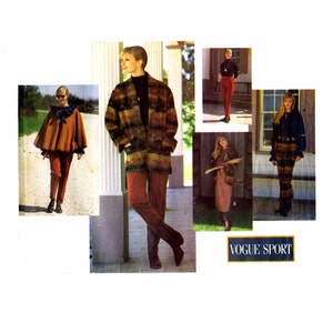 Misses Jacket Poncho Dress Top Wrap Skirt Pants Vogue Sport 1213 Vintage Sewing Pattern Size 12 - 14 - 16 Bust 34 - 36 - 38  UNCUT
