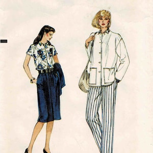 Misses Jacket, Blouse, Skirt and Pants Vogue 8272 Vintage Sewing Pattern Size 8 Bust 31 1/2 UNCUT