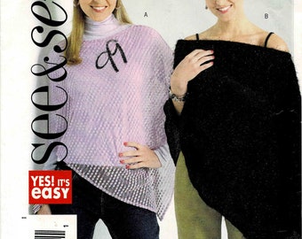 Misses Pullover Poncho Butterick See & Sew 4640 Sewing Pattern Size 8 - 10 - 12 - 14 Bust 31 1/2 - 32 1/2 - 34 - 36 UNCUT