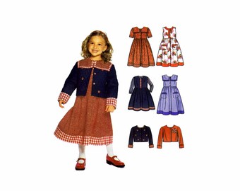 Girls Dress Jumper Jacket Simplicity 9846 Vintage Sewing Pattern Size 3 - 4 - 5 - 6 - 7 - 8 UNCUT