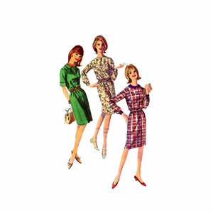 1960s Misses Shirtdress Simplicity 6079 Vintage Sewing Pattern Size 12 Bust 32 OR Size 14 Bust 34