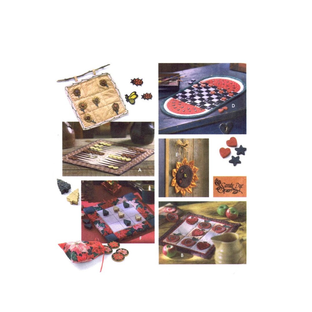 Backgammon Checkers Tic Tac Toe Game Boards Simplicity 9517 Vintage ...