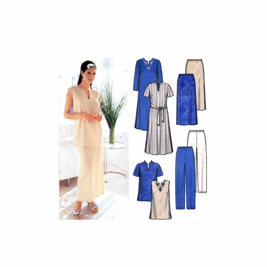Womens Dress Top Skirt Pants Tie Belt Simplicity 7168 Sewing Pattern