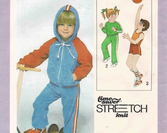 1970s Child's Pullover Tops Pants Shorts Hooded Jacket Simplicity 8946 Vintage Sewing Pattern 2 - 3 - 4 UNCUT