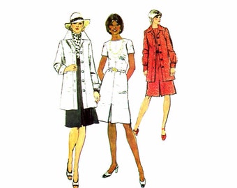 1970s Misses Dress and Topper Simplicity 6177 Vintage Sewing Pattern Full Figure Size 18 Bust 40 UNCUT