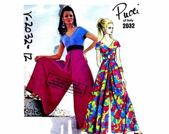 1960s Pucci High Waist Culottes Dress Vogue 2032 Vintage Sewing Pattern Size 12 Bust 34