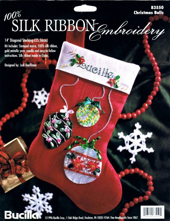 Kit De Broderie Au Ruban Bucilla 83310 - Bas De Noël Père Noël - NOS
