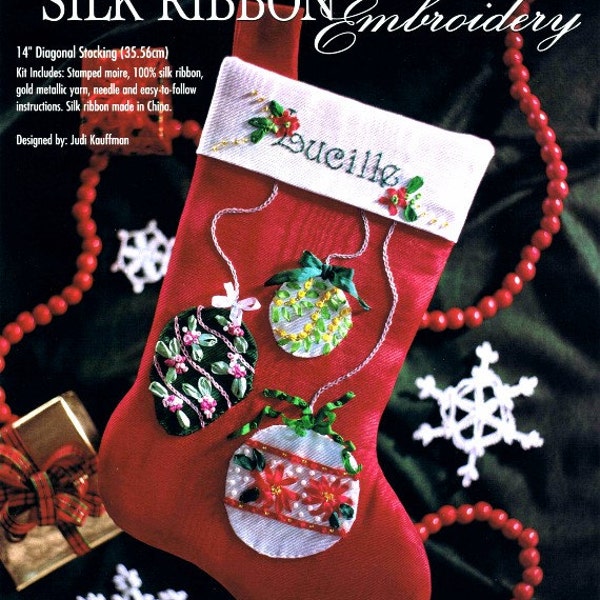 Bucilla Christmas Balls Stocking Silk Ribbon Embroidery Kit