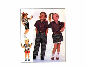 Girls and Boys Shirt Pants Shorts Skirt Simplicity 8464 Sewing Pattern Size 4 - 5 - 6