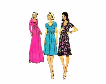 1970s Misses Dress Top Skirt Simplicity 6138 Vintage Sewing Pattern Size 16 Bust 38 UNCUT