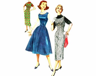 1950s Teens Jumper Simplicity 1734 Vintage Sewing Pattern Jumper with Two Skirts Scoop Neck Size 12 Bust 32 UNCUT