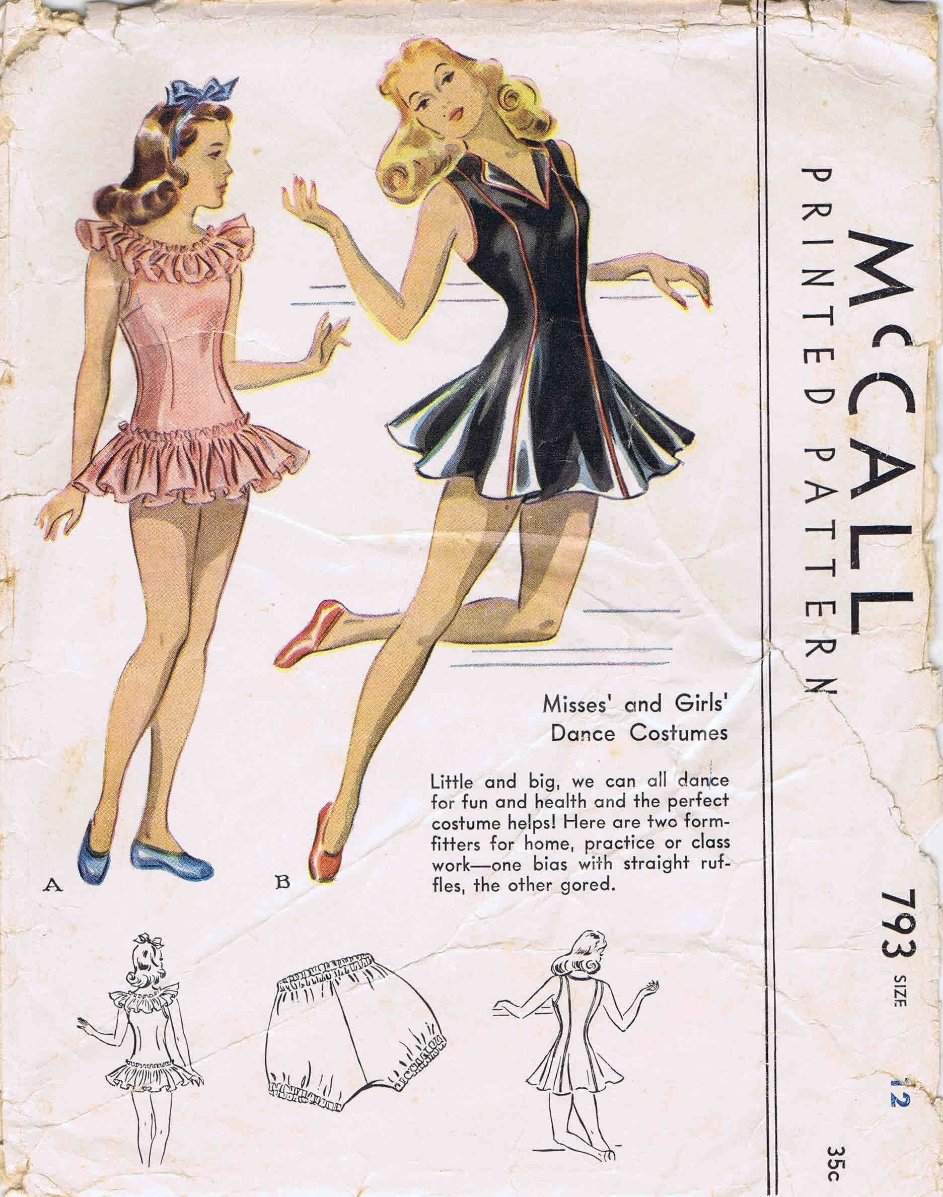 1940s Dance Costumes Mccall 793 Vintage 