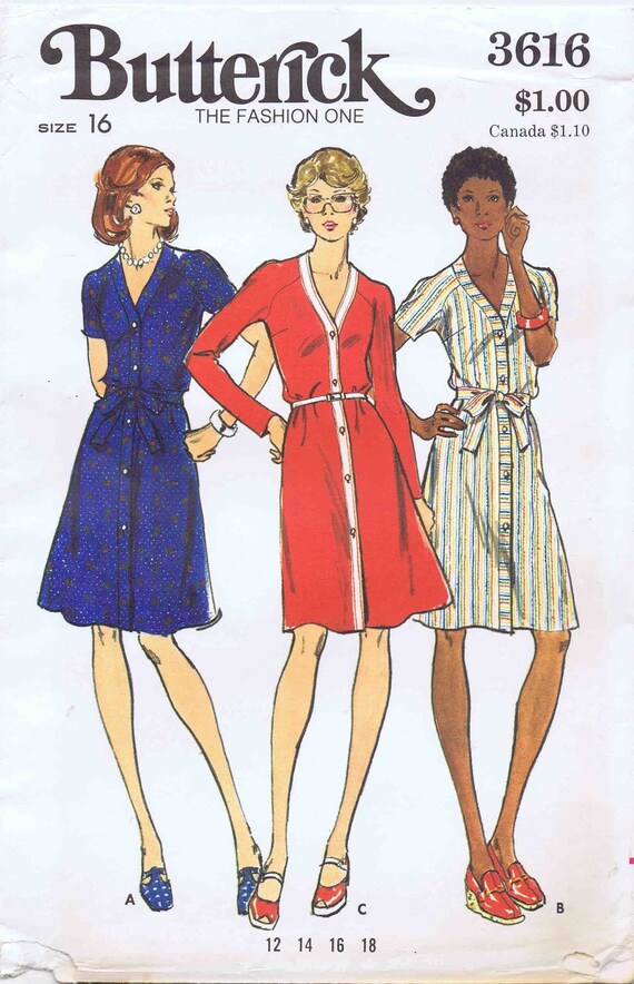 1970s Cardigan Neckline A-line Dress Butterick 3616 and Butterick 3617  Vintage Sewing Pattern UNCUT Different Sizes Available - Etsy