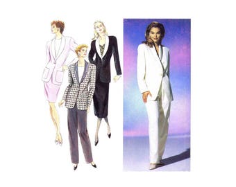 Misses Slim Skirt Pleated Pants Shawl Collar Jacket Simplicity 8171 Sewing Pattern Size 12 - 14 - 16 Bust 34 - 36 - 38 UNCUT