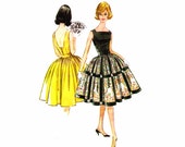 1960er Jahre nackten Rücken Kleid McCalls 5770 Jahrgang Nähen Muster Rockabilly Kleid mit angeschlossenen Petticoat Größe 10 Büste 31