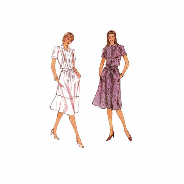 1980s Misses Loose Fitting Blouson Dress Vogue 7931 Vintage Sewing Pattern Size 12 Bust 34 UNCUT