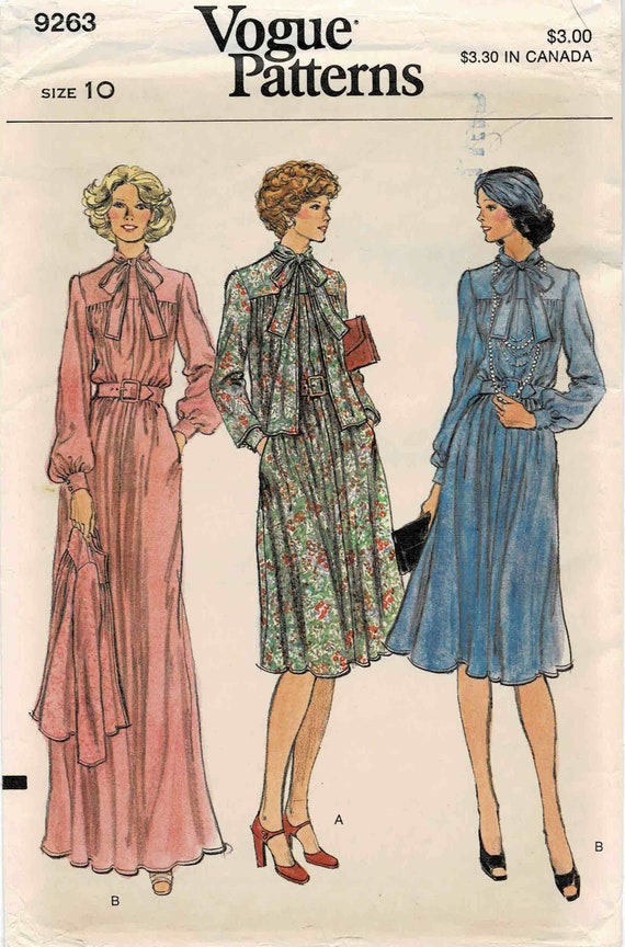 1970s Misses Evening Length Dress and Jacket Vogue 92963 Vintage