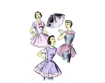 1950s Misses Bib-Top and Half Aprons Advance 8162 Vintage Sewing Pattern Bust 34 - 36