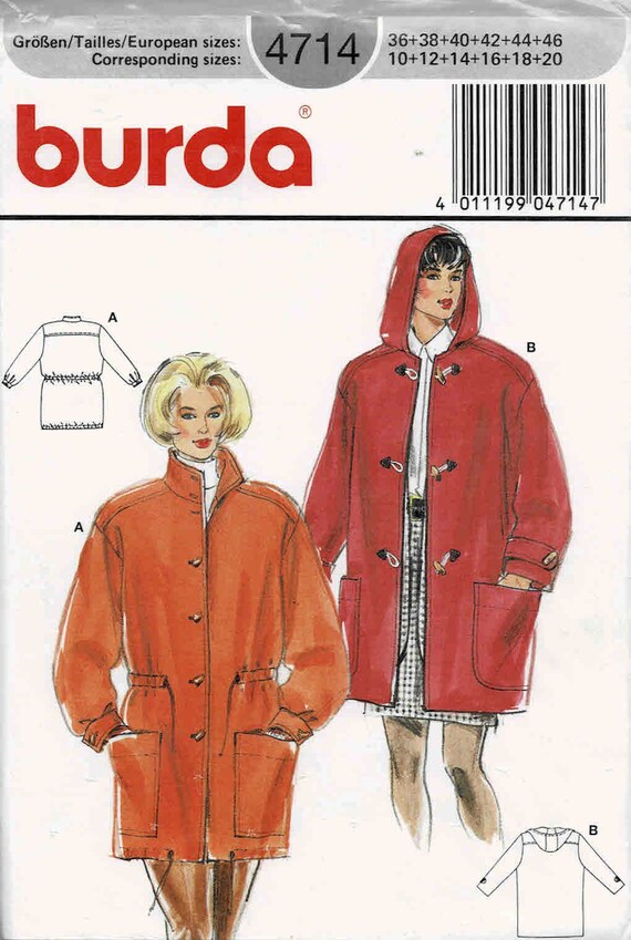 Misses Jacket With or Without Hood Burda 4714 Vintage Sewing Etsy