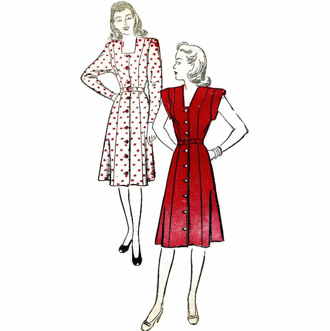 1940s Misses Front Button Princess Dress New York 868 Vintage Sewing ...