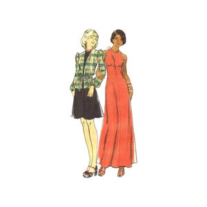 1970s Misses Deep V-Neckline Flared High Waist Dress Butterick 3433 Vintage Sewing Pattern Different Sizes Available UNCUT