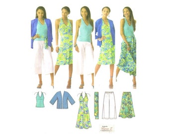 Misses Kimono Jacket Skirt Sash Knit Gaucho Pants Dress Top Simplicity 4193 Sewing Pattern Size 10 - 12 - 14 - 16 - 18 UNCUT