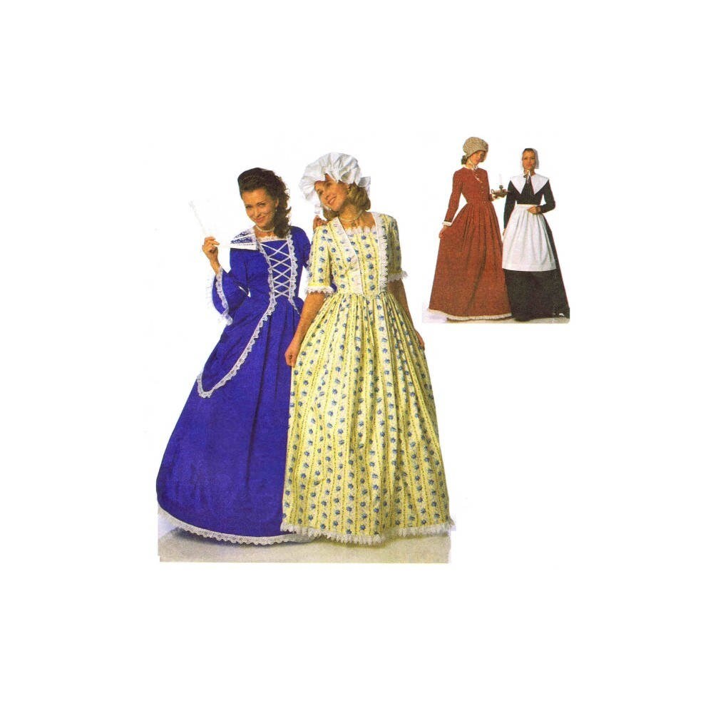 Puritan Centennial 18th and 19th Century Costumes Simplicity 9713 Sewing Pattern Size 4 - 6 - 8 Bust 29 1/2 - 30 1/2 - 31 1/2 UNCUT