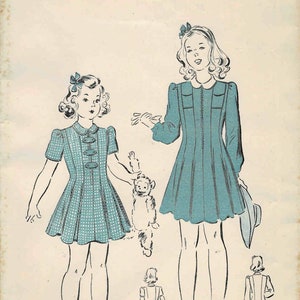 1940s Little Girls Front Zipped Princess Seam Dress Advance 2839 Vintage Sewing Pattern Size 2 Breast 21 or Size 12 Breast 30 FACTORY FOLDED 12 - Factory Folded