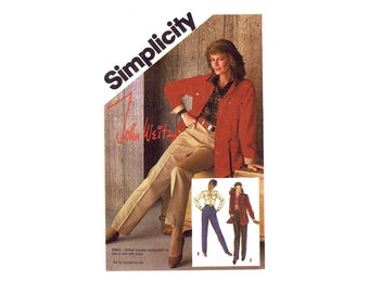 1980s Misses Pants Shirt Unlined Jacket John Weitz Simplicity 6153 Vintage Sewing Pattern Size 8 Bust 31 1/2 UNCUT