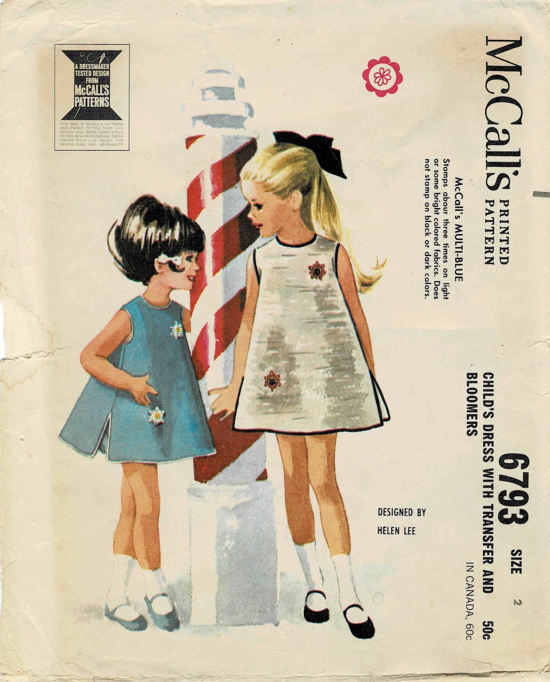 1960s Helen Lee Little Girls Dress With Bloomers Mccall's 6793