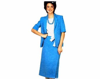 1980s Womens Jacket Top Sash Skirt Suit Simplicity 5889 Vintage Sewing Pattern Size 8 - 10 - 12 Bust 31 1/2 - 32 1/2 - 34 UNCUT