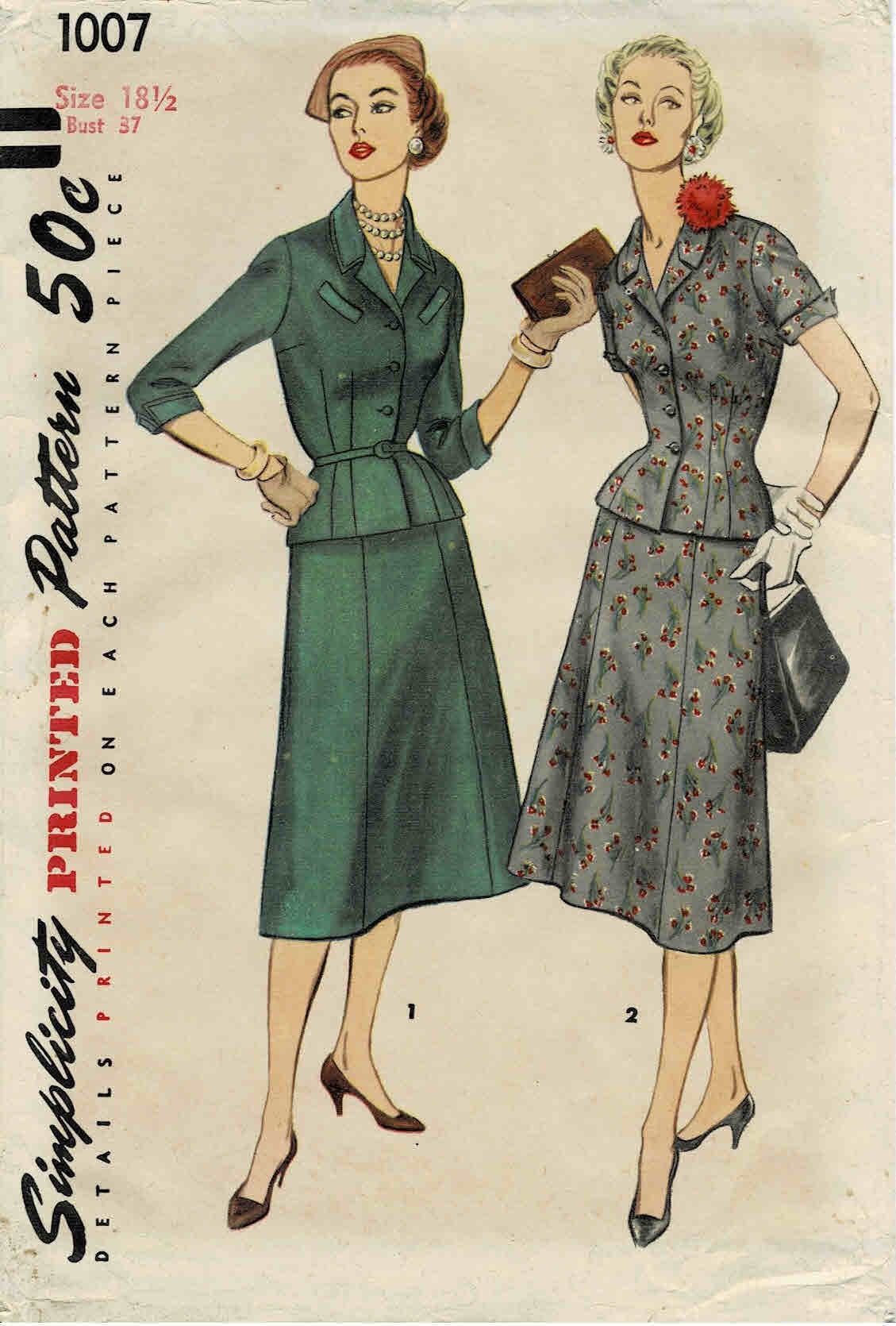 1950s Misses Two-piece Suit Dress Jacket Top Gored Flared 1950s Misses Two-piece Suit Dress Jacket Top Gored Flared